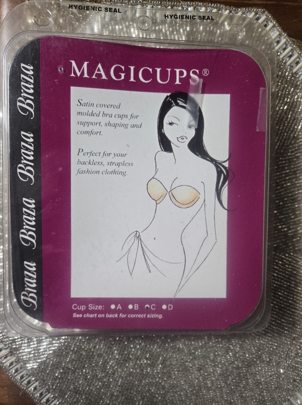 Braza Magicups Satin Covered Molded Bra Cups - Beige C NIB